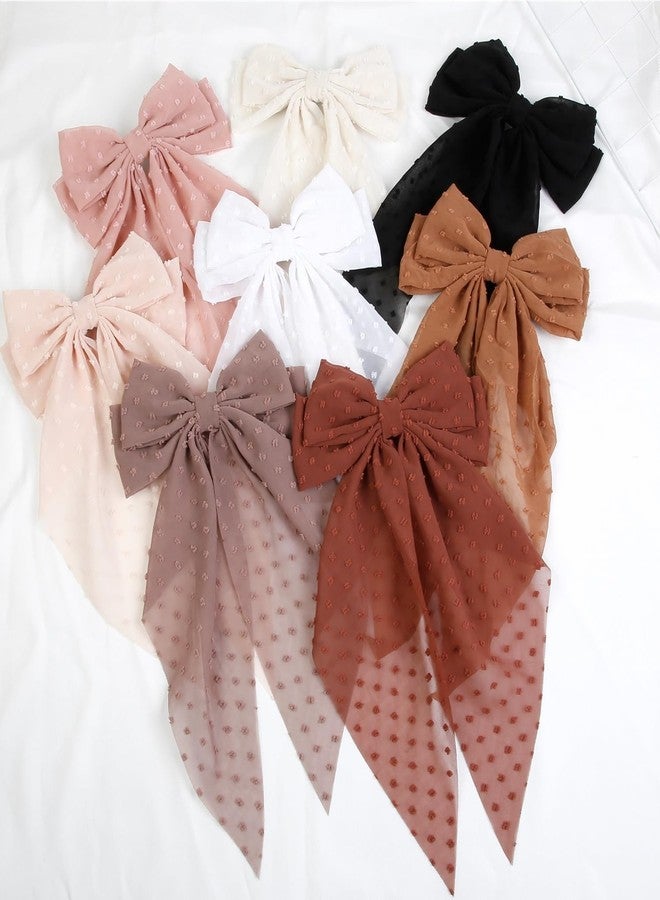 Tobeffect Hair Bow for Women Clips Bulk, Big Ribbon Bows with Long Tail, Oversized Bow Hair Accessories 8PCS - Image 2